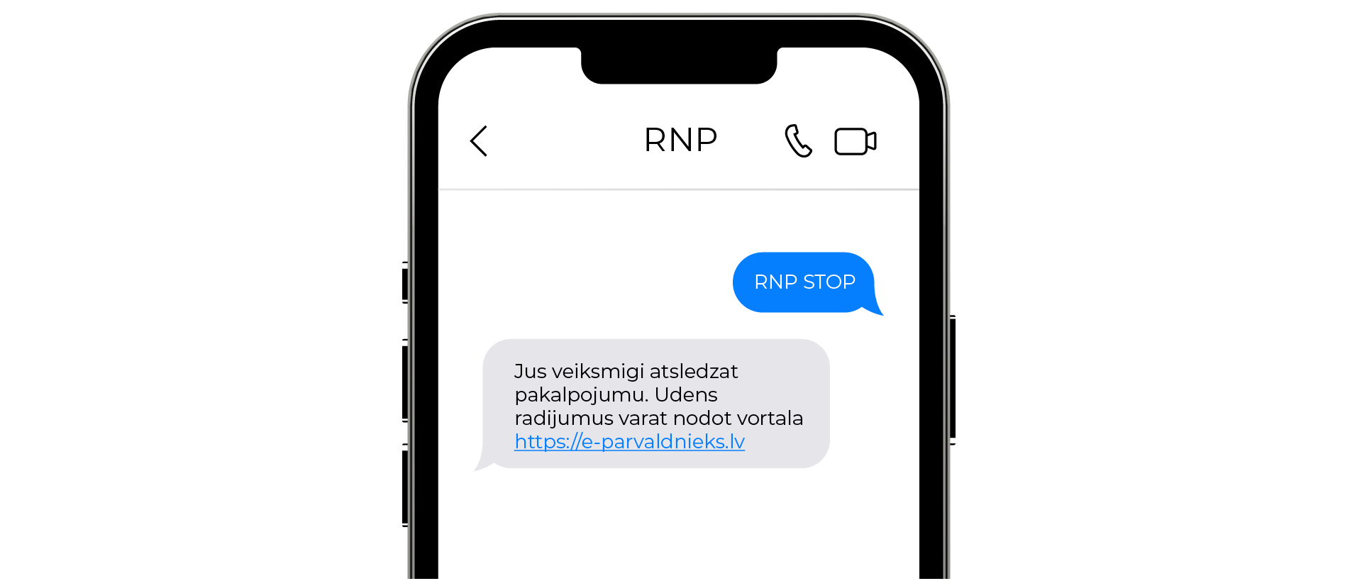 SMS pakalpojuma pārtraukšanas piemērs