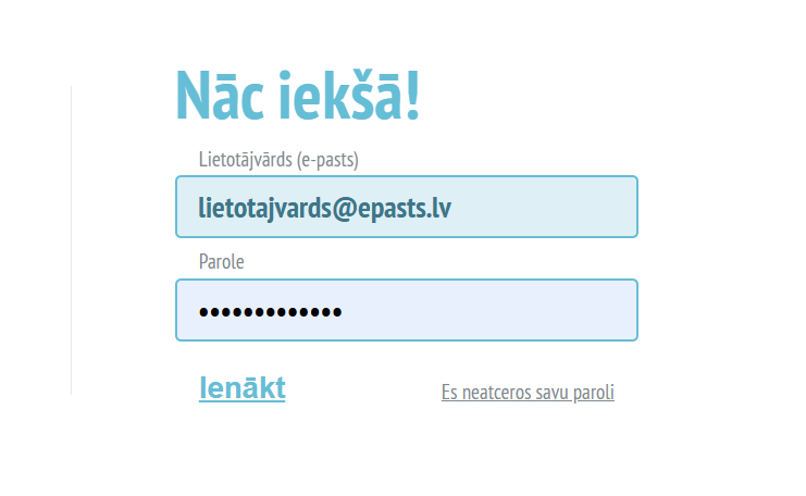 Ekrānuzņēmums ar portāla e-parvaldnieks.lv ienākšanas logiem