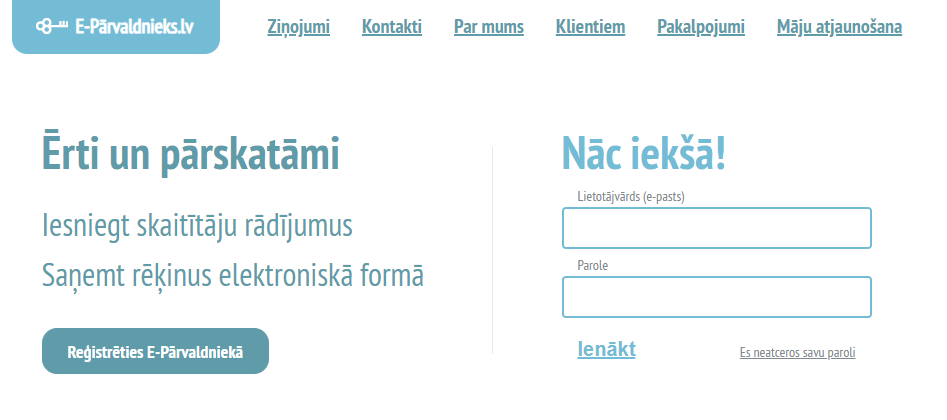 Ekrānuzņēmums ar portāla e-parvaldnieks.lv ienākšanas logiem